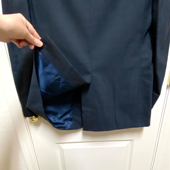 John Alexander Hartmarx Navy Blue Blazer 40R Windowpane Wool Blazer Sport Coat - Picture 4 of 6